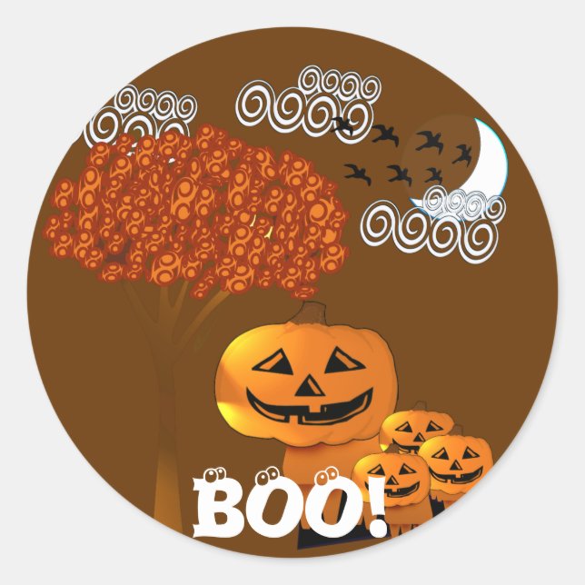 ADESIVO REDONDO ABÓBORAS DE HALLOWEEN (Frente)