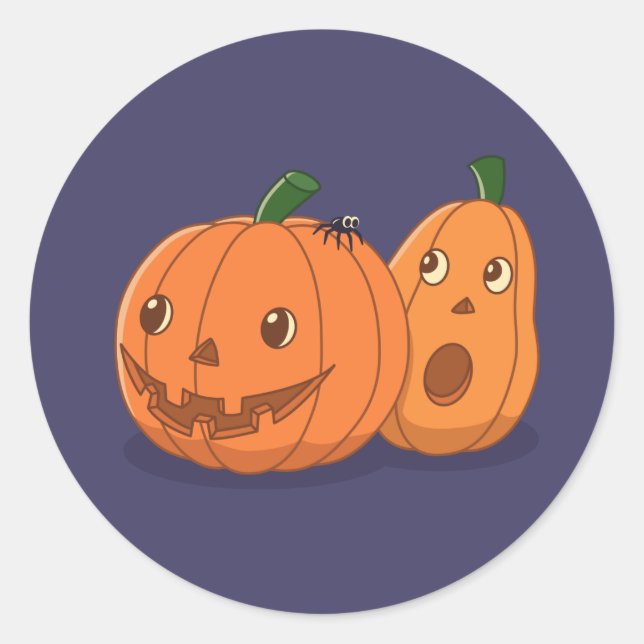 Adesivo Redondo Abóboras de Halloween em Roxo (Frente)