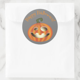 Adesivo Redondo Abobrinha de Halloween ou truque