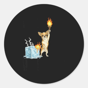 Adesivo Redondo Abolir gelo chihuahua cachorro meme engraçado fogo