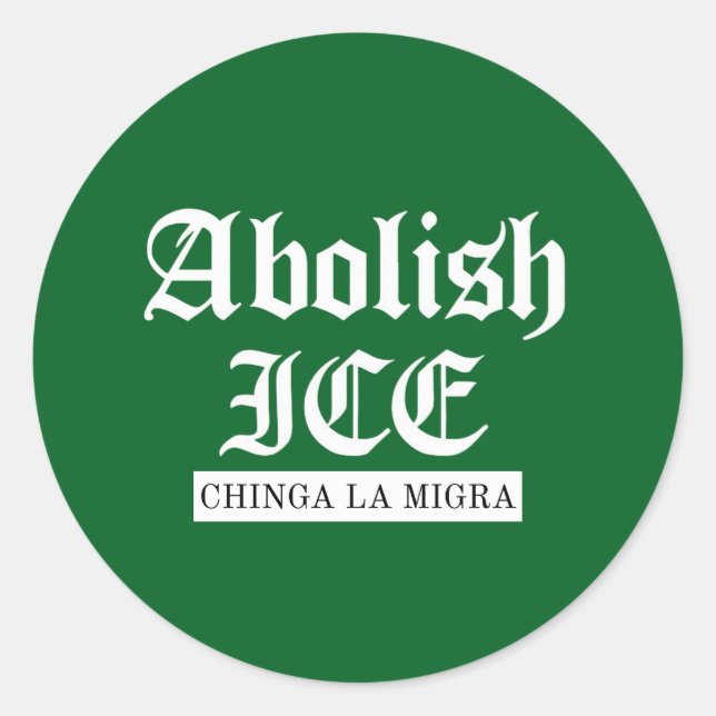 Adesivo Redondo Abolir ICE – Declaração de Protesto Gótico (Frente)