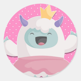 Adesivo Redondo Abominável Princesa de Neve Yeti para Celebrar Men