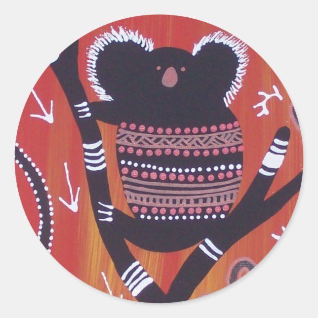 Adesivo Redondo Aboriginal Art Koala Sticker (Frente)