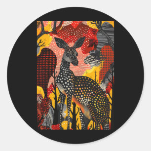Adesivo Redondo Aboriginal australiano Kangaroo Dot Art Roo Trabal