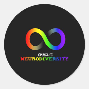 Adesivo Redondo Abraçar a Neurodiversidade Autismo TEA TDAH Arco-í