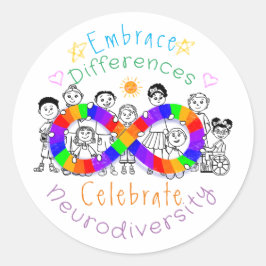 Adesivo Redondo Abraçar Diferenças... Autismo Advertentes