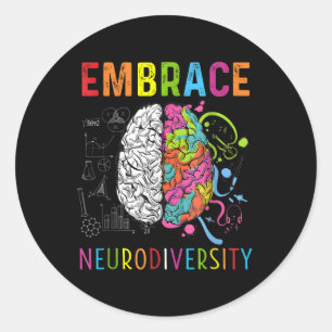 Adesivo Redondo Abraçar Neurodiversidade Cérebro Embraçar Autismo