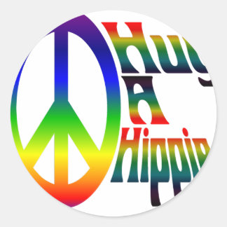 Adesivo Redondo abraçar um hippie