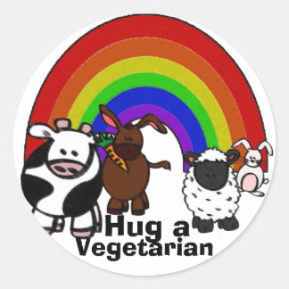 Adesivo Redondo Abraçar um Veggie Stickers