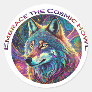 Adesivo Redondo Abrace o Lobo de Howl Cósmico