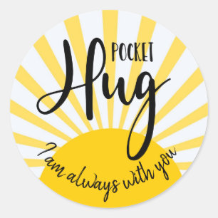 Adesivo Redondo abraço de bolso que estou sempre com o seu bloquei