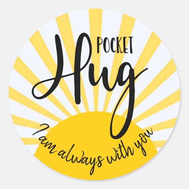 Adesivo Redondo abraço de bolso que estou sempre com o seu bloquei (Frente)