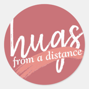 Adesivo Redondo abraços a uma distância em rosa macio