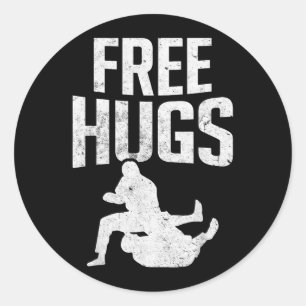 Adesivo Redondo Abraços Engraçados de Jiu Jitsu Brasileiro BJJ MMA