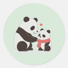 Adesivo Redondo Abraços Quentes, Panda Amor