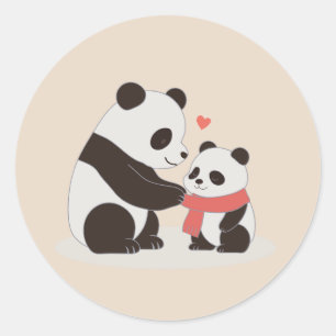 Adesivo Redondo Abraços Quentes, Panda Amor