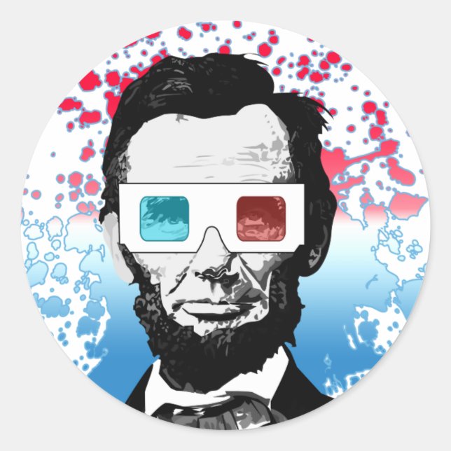 Adesivo Redondo Abraham Lincoln - 3D (Frente)