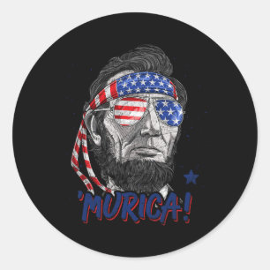 Adesivo Redondo Abraham Lincoln 4 De Julho Murica Men Women Americ