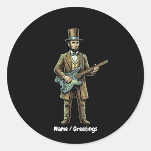 Adesivo Redondo Abraham Lincoln Cabeça de Guitarra Sem Cabeça em M