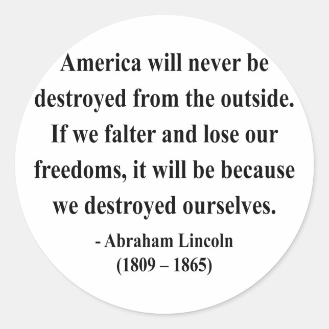 Adesivo Redondo Abraham Lincoln Cotação 1a (Frente)