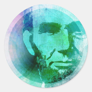 Adesivo Redondo Abraham Lincoln Pop Art