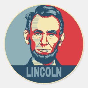 Adesivo Redondo Abraham Lincoln, presidente dos EUA, Hope