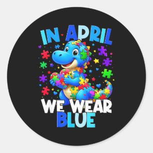 Adesivo Redondo Abril de Conscientização do Autismo Usamos Azul T