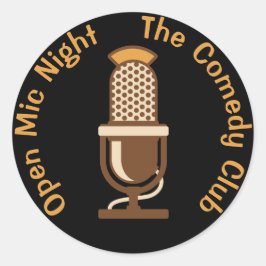 Adesivo Redondo Abrir Noite Mic Personalizada