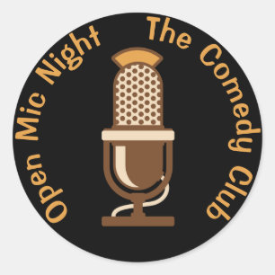 Adesivo Redondo Abrir Noite Mic Personalizada