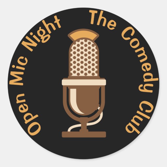 Adesivo Redondo Abrir Noite Mic Personalizada (Frente)