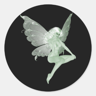 Adesivo Redondo Absinho Assinatura de Arte Fada Verde 1A