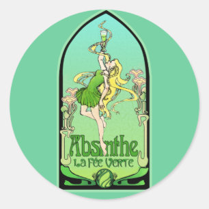 Adesivo Redondo Absinthe Art Nouveau