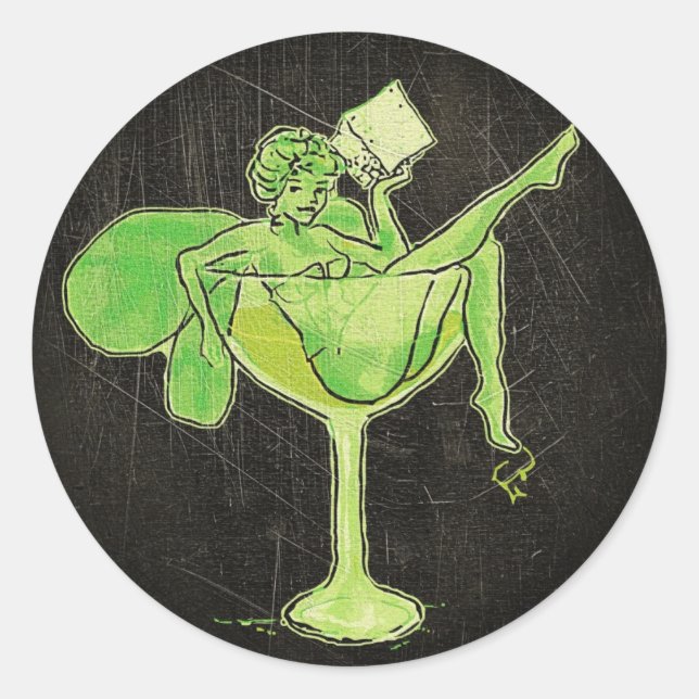 Adesivo Redondo Absinthe Girl In Glass (sem texto) (Frente)