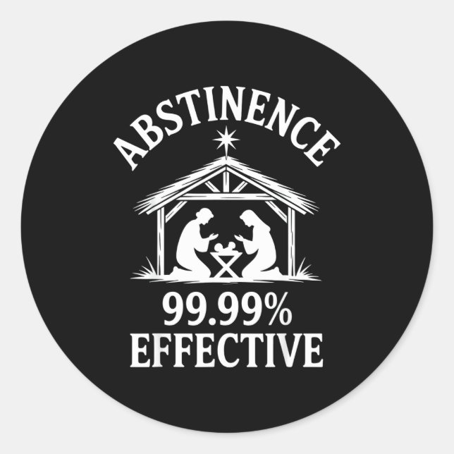 Adesivo Redondo Abstinence 99.99% Effective Fun Holiday Humor  (Frente)