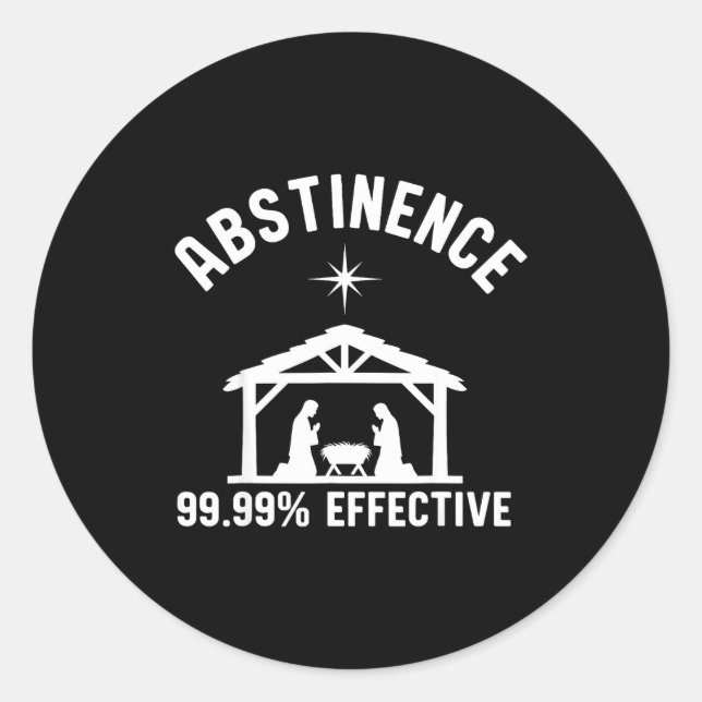 Adesivo Redondo Abstinence 99.99 Percent Effective Nativity Christ (Frente)