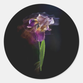 Adesivo Redondo Abstract Iris Flower – Elegant Floral Art