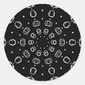 Adesivo Redondo Abstract Monochrome White Mandala Geometric Patter