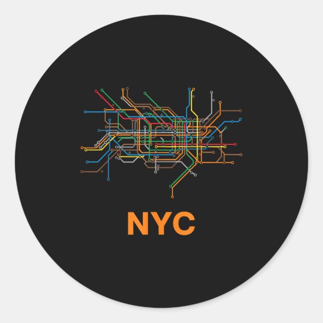 Adesivo Redondo Abstract Nyc Subway Lines Minimalist New York Desi (Frente)