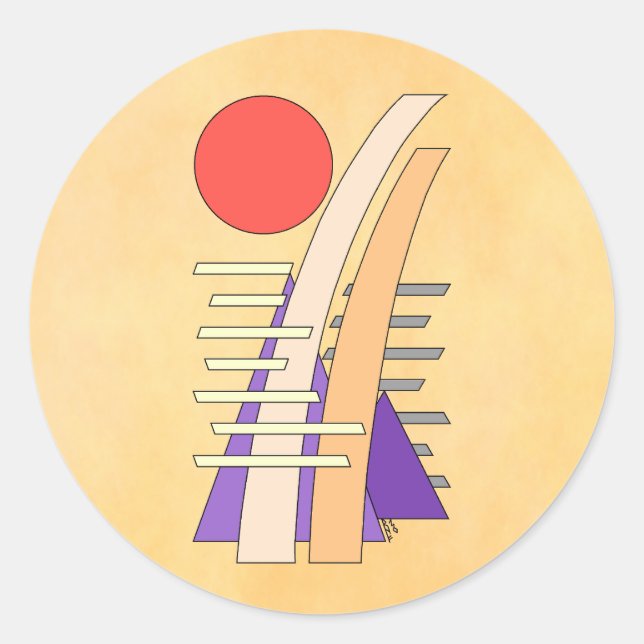 Adesivo Redondo Abstract Sun, Shadows, Reflections, and Structures (Frente)