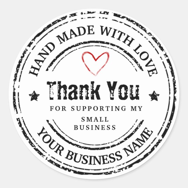 Adesivo Redondo Abstrato à mão com amor | OBRIGADO (Frente)