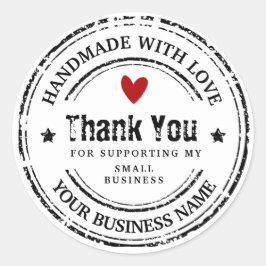 Adesivo Redondo Abstrato à mão com amor | obrigado clássico