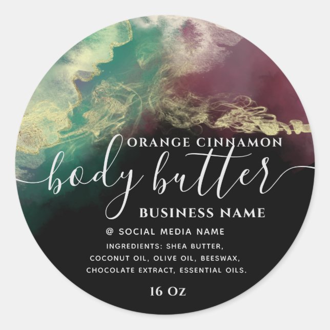 Adesivo Redondo Abstrato álcoois: moderna escrita ouro (Frente)