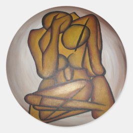 Adesivo Redondo Abstrato Amadurece Arte Contemporânea Em Ochre E N