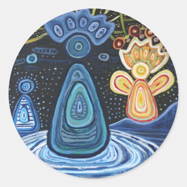 Adesivo Redondo Abstrato Angels Aboriginal Sticker, Brilhante (Frente)