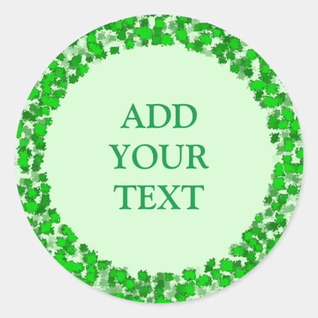 Adesivo Redondo Abstrato Art Design Verde Foliage DIY (Frente)