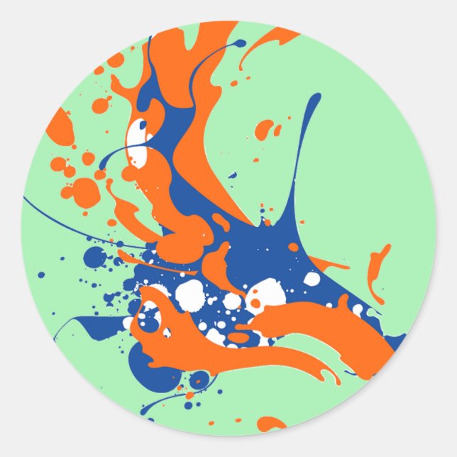 Adesivo Redondo Abstrato Art Mint Green Moderna Pintura de Arte (Frente)