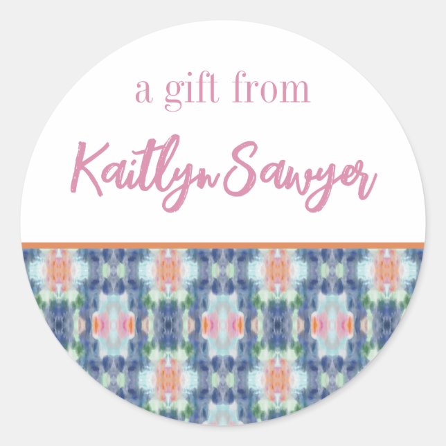 Adesivo Redondo Abstrato Art Personalizado para Presentes (Frente)