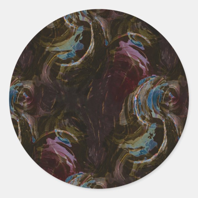 Adesivo Redondo Abstrato Atômico Preto Retroativo (Frente)