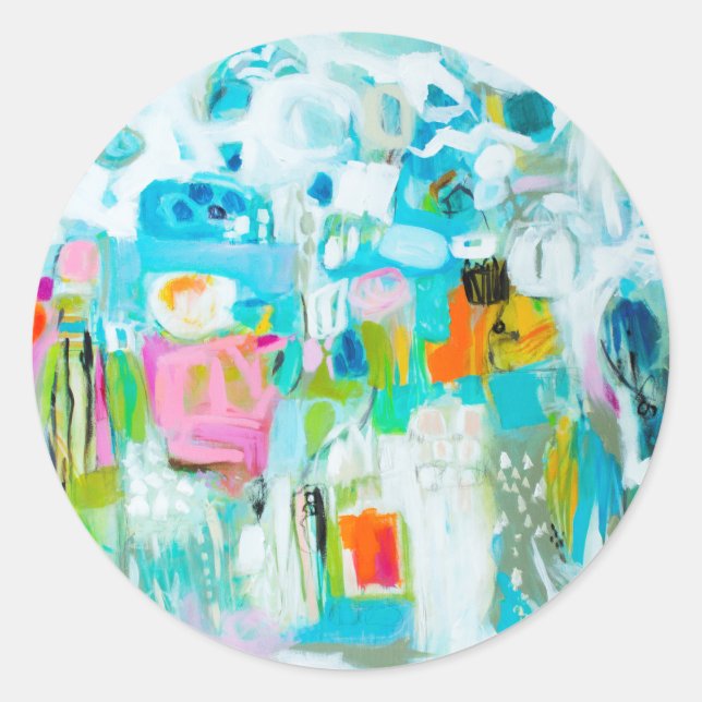 Adesivo Redondo Abstrato azul (Frente)