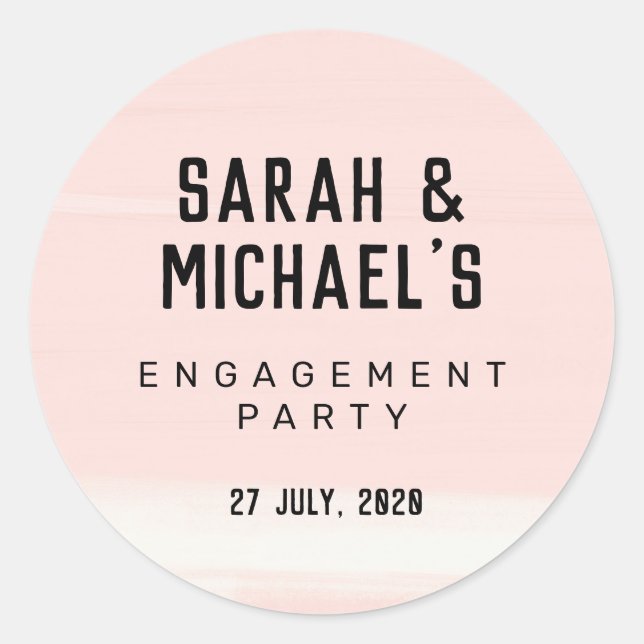 Adesivo Redondo Abstrato Blush pink noivado adesivo, favores (Frente)